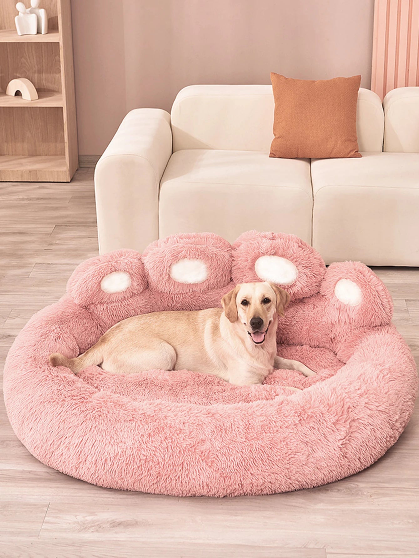 Paw-Shaped Plush Dog Bed for Dobermans – Soft, Supportive, and Cozy