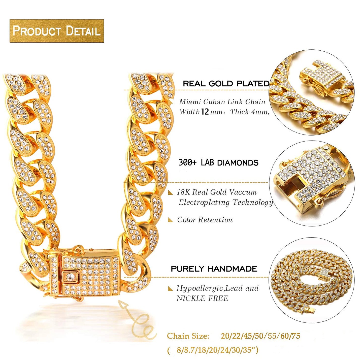 Luxury Cuban Link Dog Chain Collar for Dobermans – Gold, Silver, or Rose Gold
