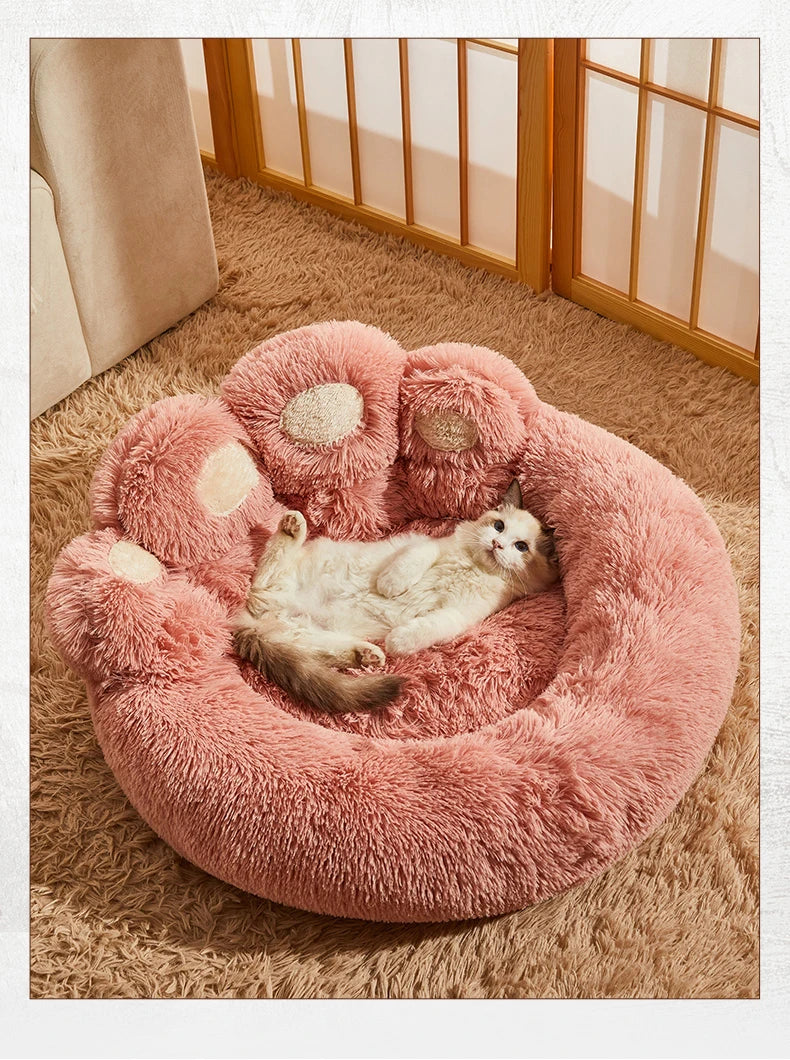 Paw-Shaped Plush Dog Bed for Dobermans – Soft, Supportive, and Cozy