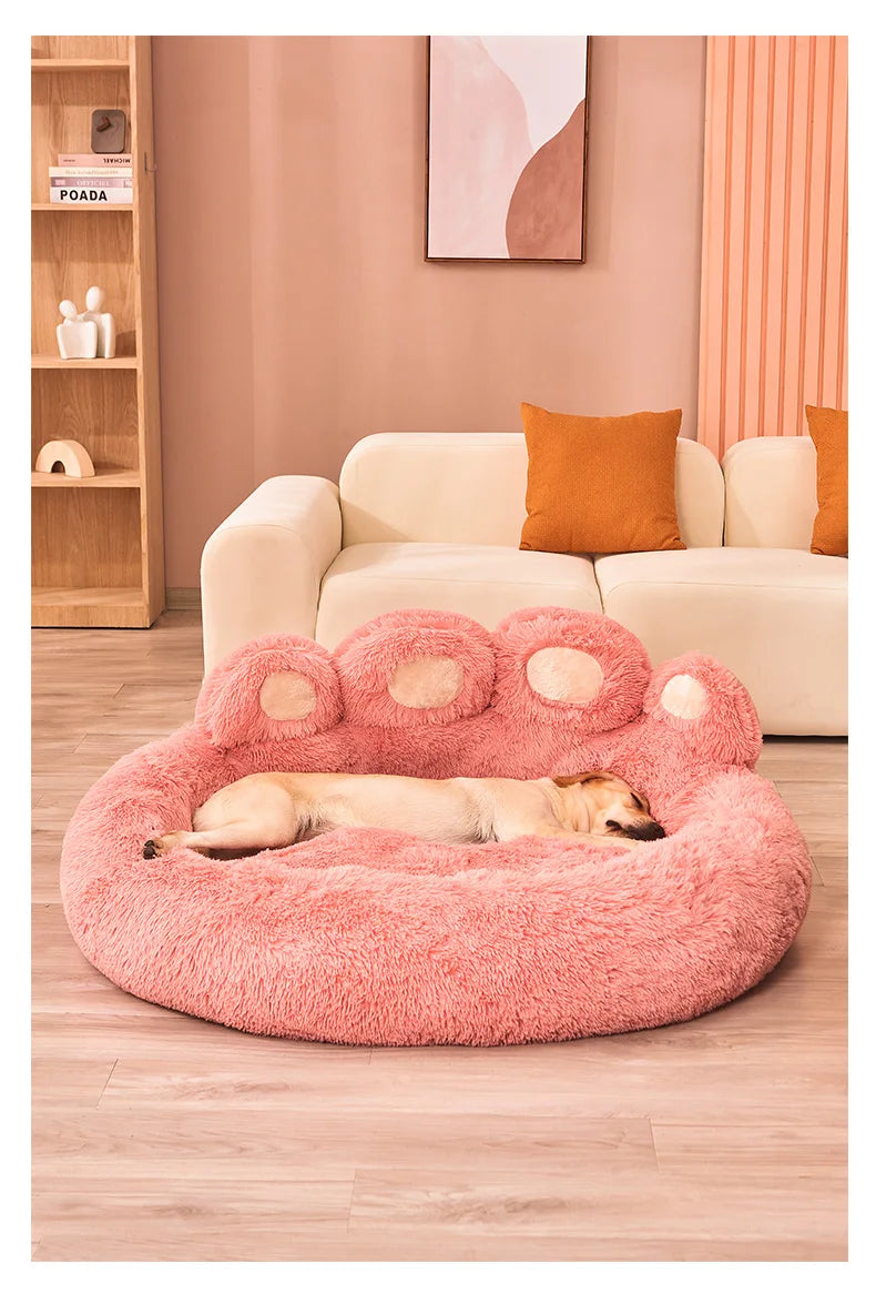 Paw-Shaped Plush Dog Bed for Dobermans – Soft, Supportive, and Cozy