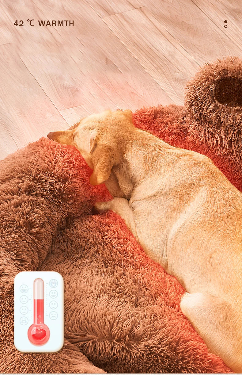 Paw-Shaped Plush Dog Bed for Dobermans – Soft, Supportive, and Cozy