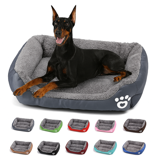 Cozy Fleece Dog Bed for Dobermans – Waterproof, Warm, and Built for Big Breeds