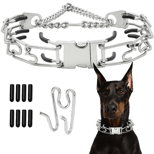 Adjustable Prong Training Collar for Dobermans – No-Pull Control with Quick-Release Buckle