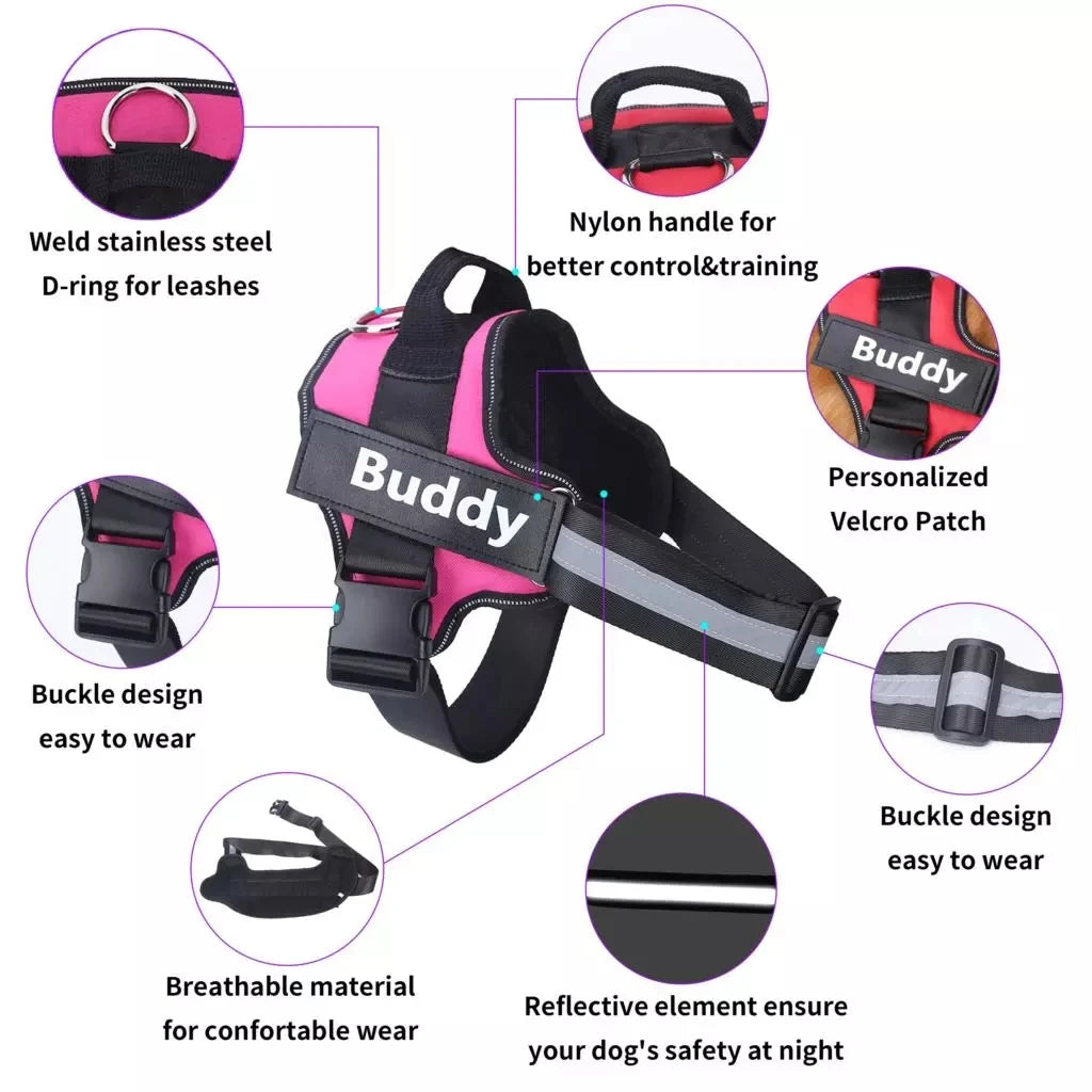 Custom Reflective No-Pull Harness for Dobermans – Personalized, Breathable Vest for Training & Everyday Walks