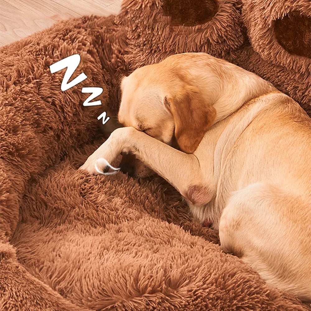 Paw-Shaped Plush Dog Bed for Dobermans – Soft, Supportive, and Cozy