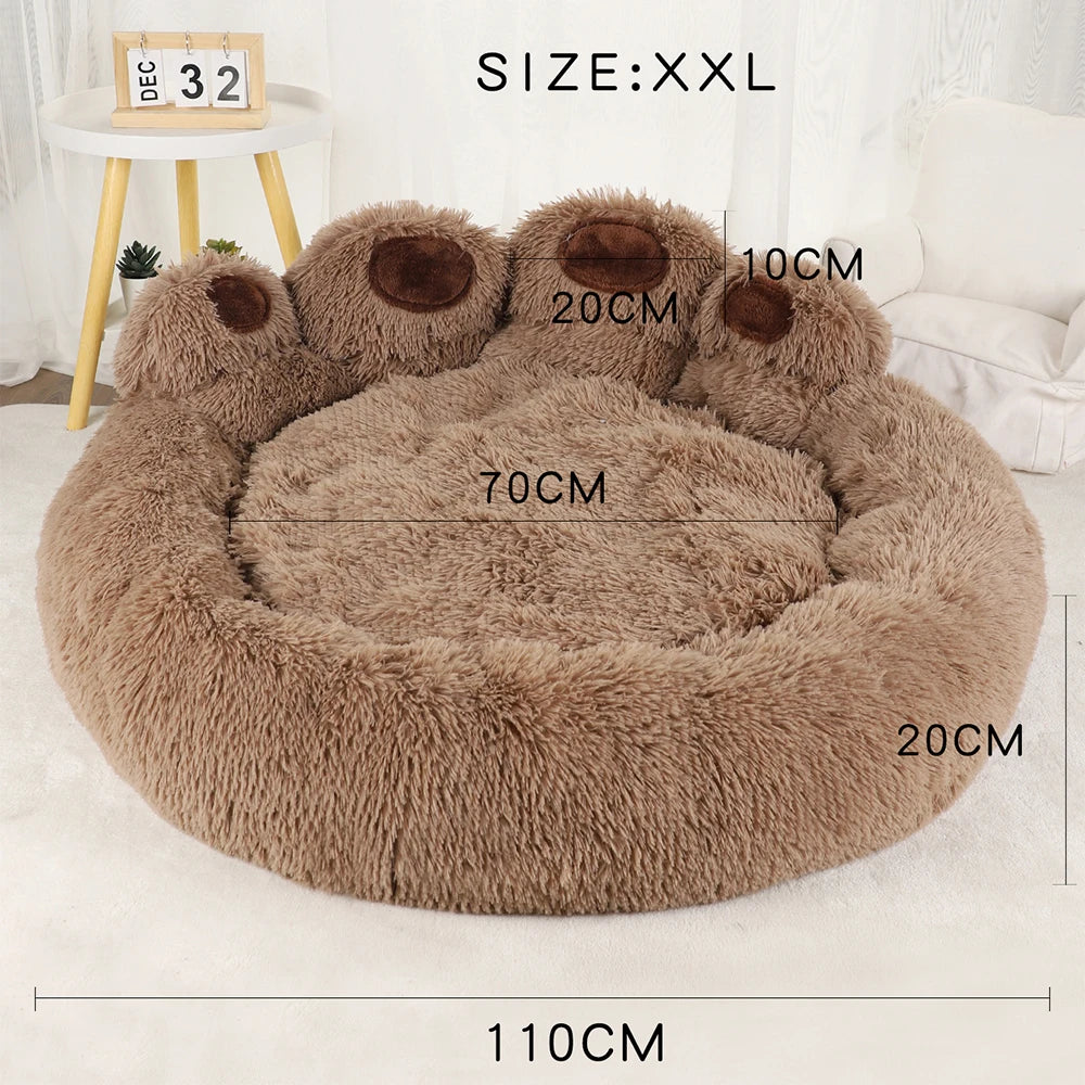Paw-Shaped Plush Dog Bed for Dobermans – Soft, Supportive, and Cozy