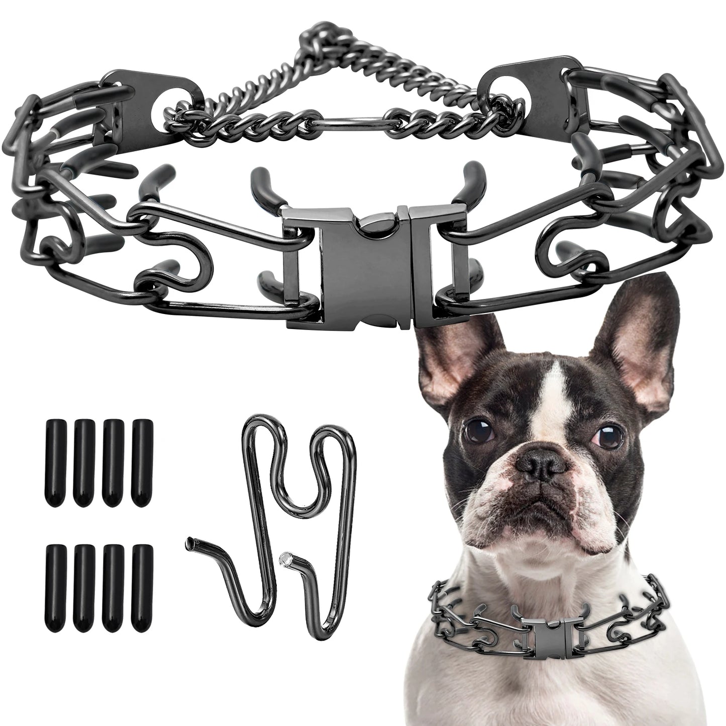 Adjustable Prong Training Collar for Dobermans – No-Pull Control with Quick-Release Buckle