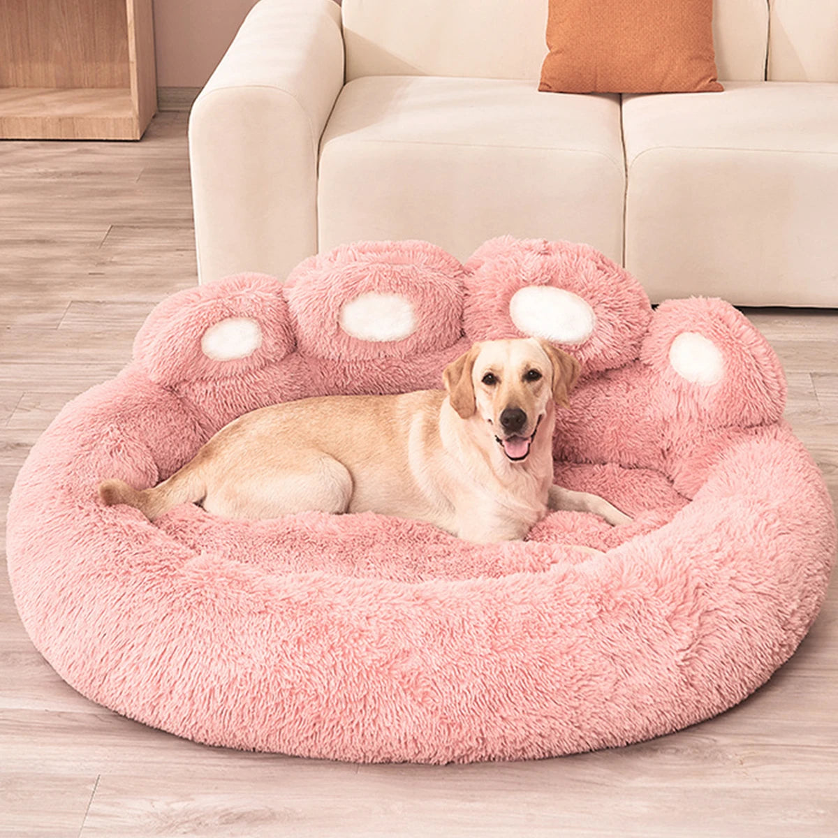 Paw-Shaped Plush Dog Bed for Dobermans – Soft, Supportive, and Cozy