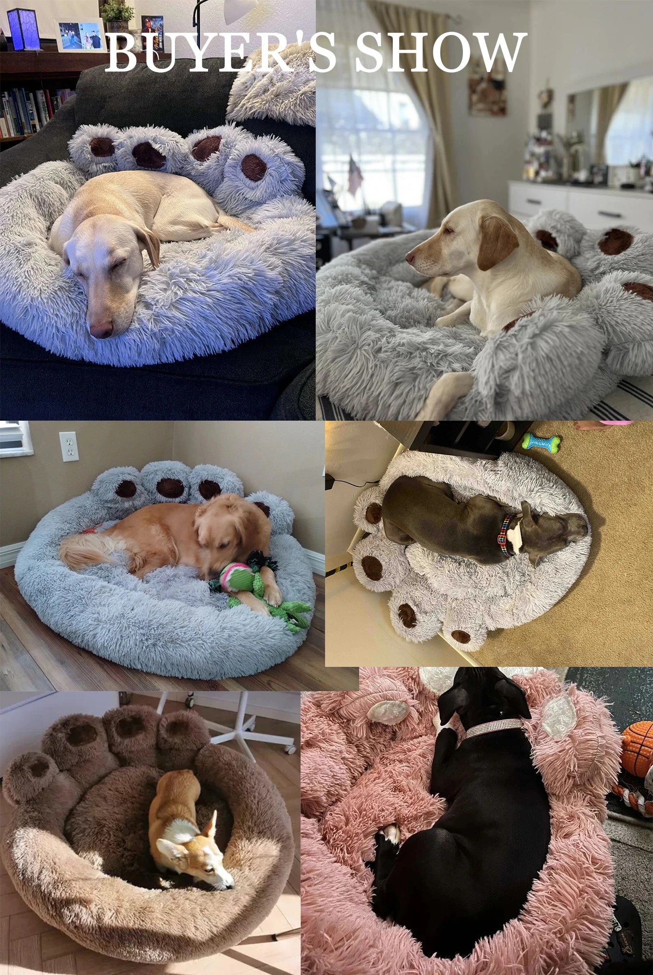 Paw-Shaped Plush Dog Bed for Dobermans – Soft, Supportive, and Cozy