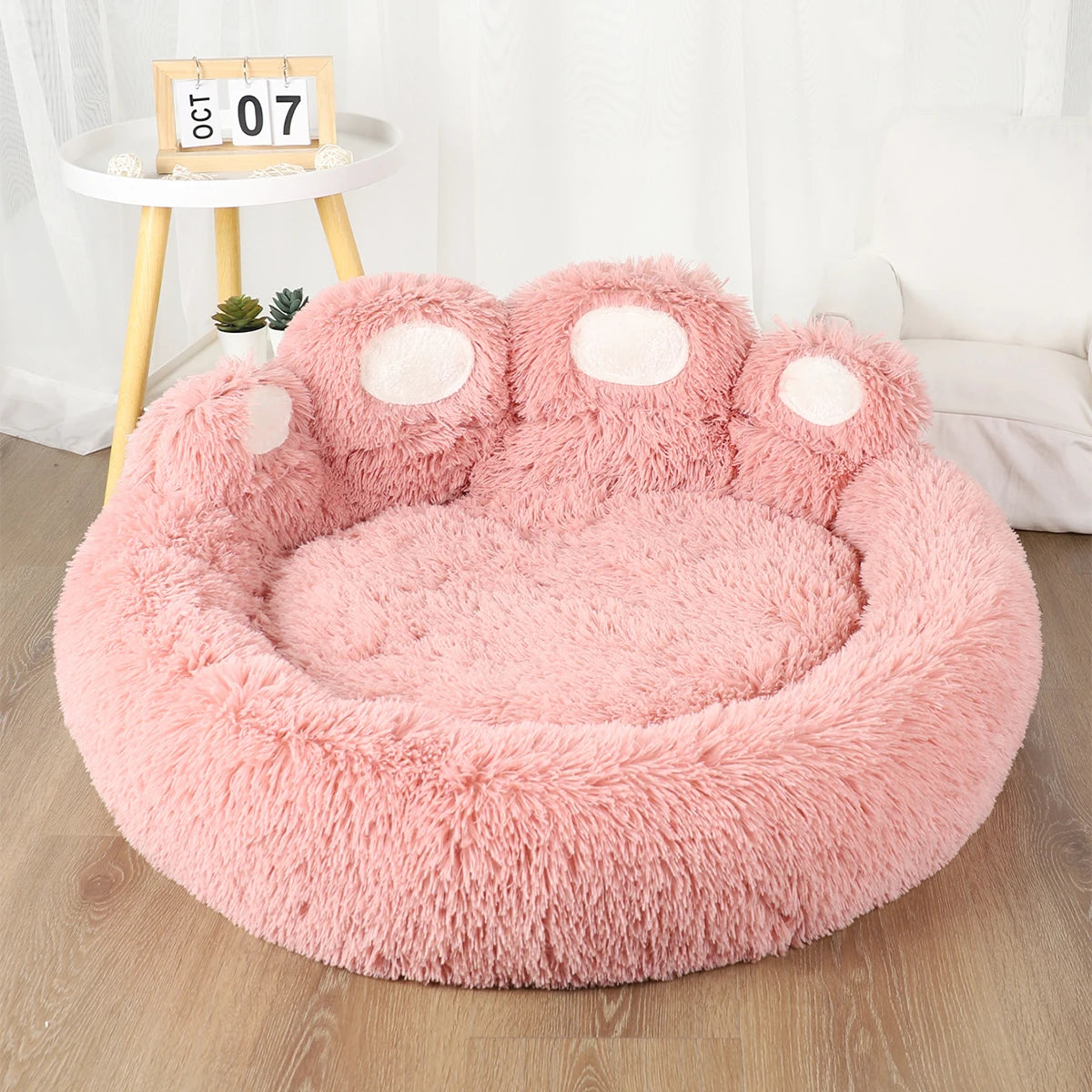 Paw-Shaped Plush Dog Bed for Dobermans – Soft, Supportive, and Cozy