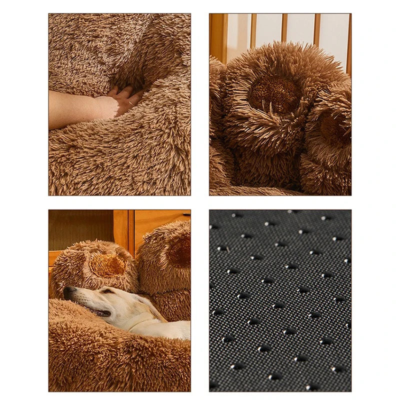 Paw-Shaped Plush Dog Bed for Dobermans – Soft, Supportive, and Cozy