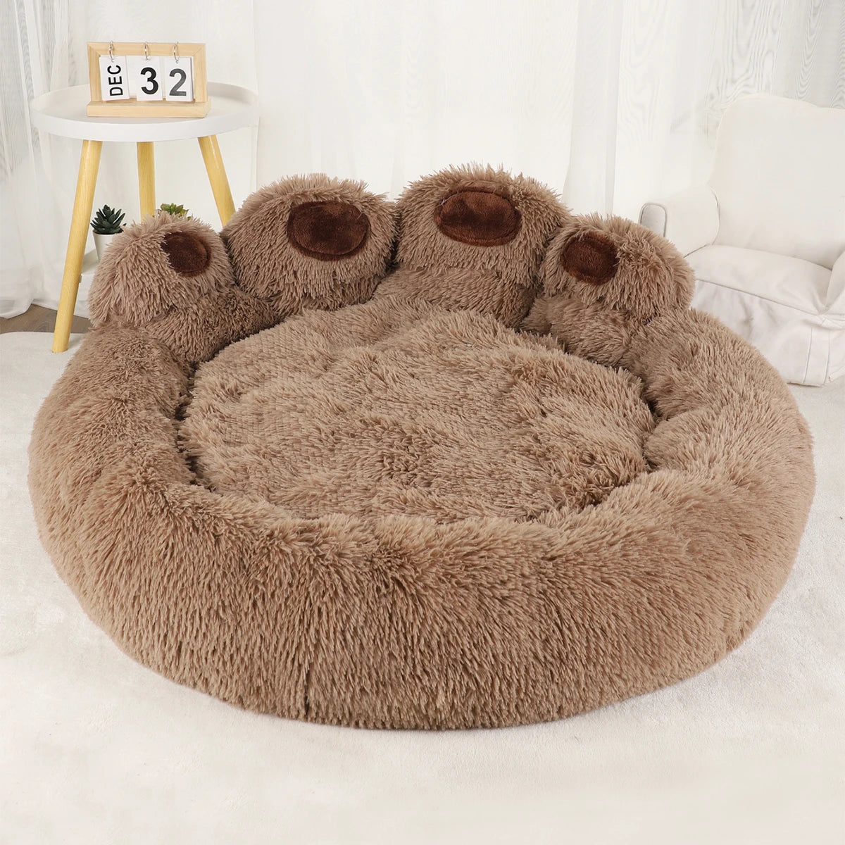 Paw-Shaped Plush Dog Bed for Dobermans – Soft, Supportive, and Cozy