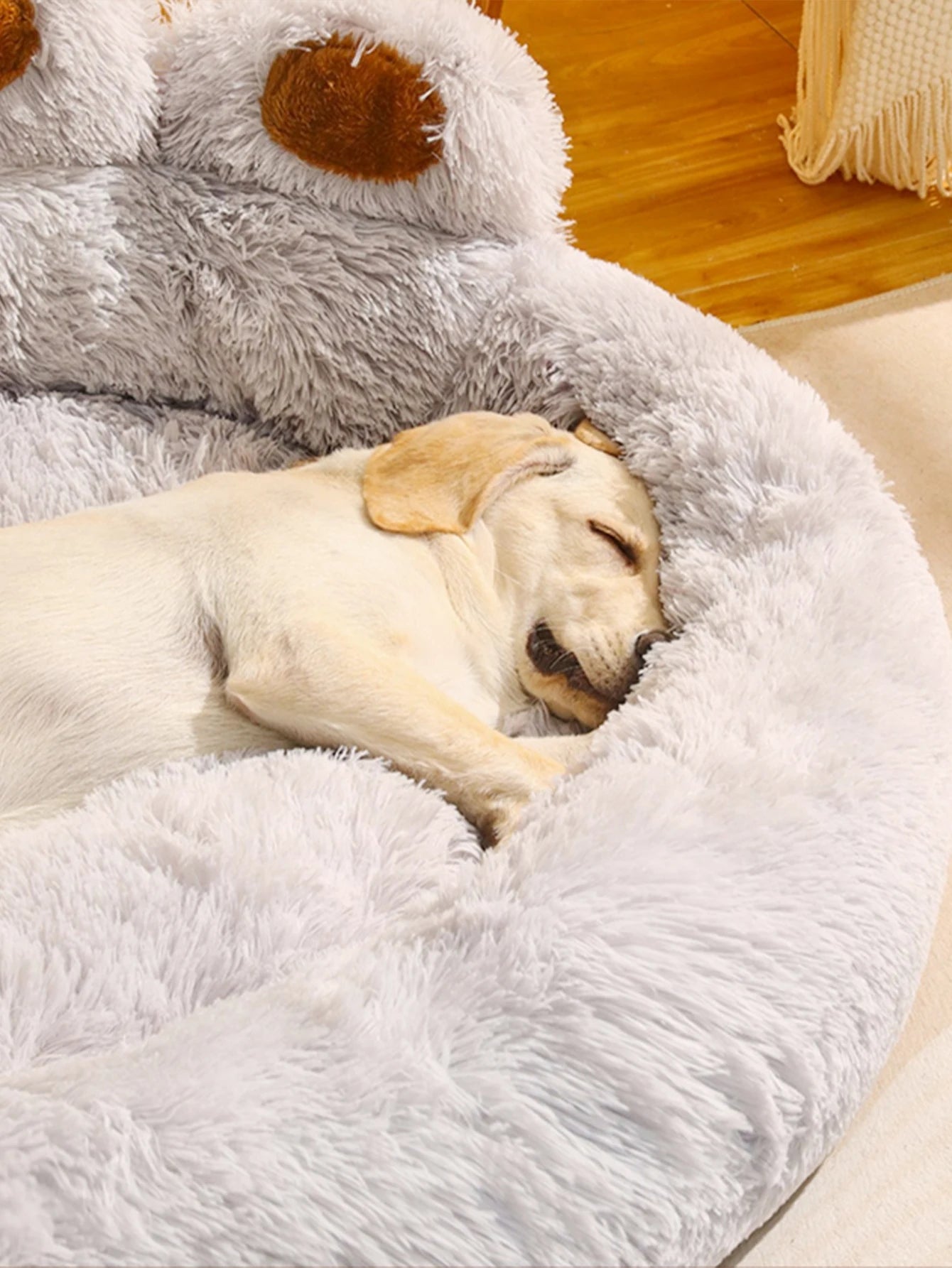 Paw-Shaped Plush Dog Bed for Dobermans – Soft, Supportive, and Cozy