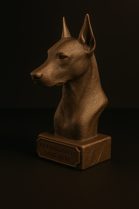 Custom Doberman Bust with Personalized Nameplate - Multiple Colors Available